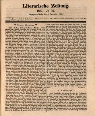 Literarische Zeitung Mittwoch 6. Dezember 1837