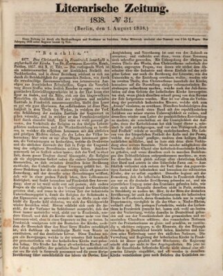 Literarische Zeitung Mittwoch 1. August 1838