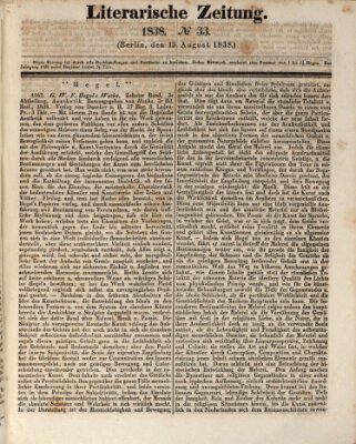 Literarische Zeitung Mittwoch 15. August 1838