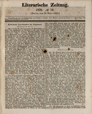 Literarische Zeitung Mittwoch 20. März 1839