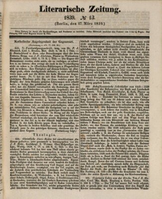 Literarische Zeitung Mittwoch 27. März 1839