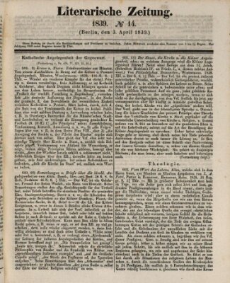 Literarische Zeitung Mittwoch 3. April 1839