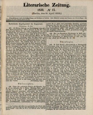 Literarische Zeitung Mittwoch 10. April 1839