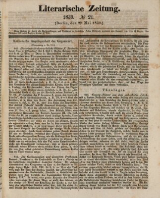 Literarische Zeitung Mittwoch 22. Mai 1839