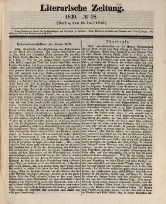 Literarische Zeitung Mittwoch 10. Juli 1839