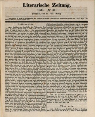 Literarische Zeitung Mittwoch 24. Juli 1839