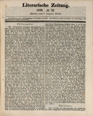 Literarische Zeitung Mittwoch 7. August 1839