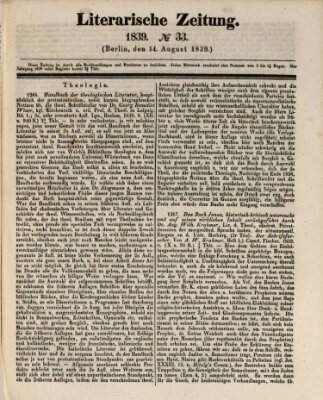 Literarische Zeitung Mittwoch 14. August 1839