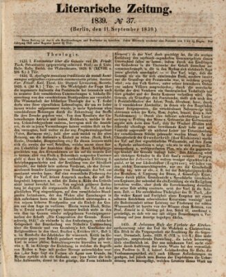 Literarische Zeitung Mittwoch 11. September 1839