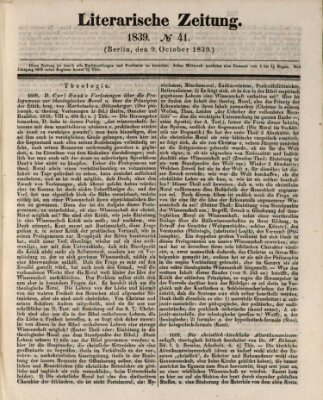 Literarische Zeitung Mittwoch 9. Oktober 1839