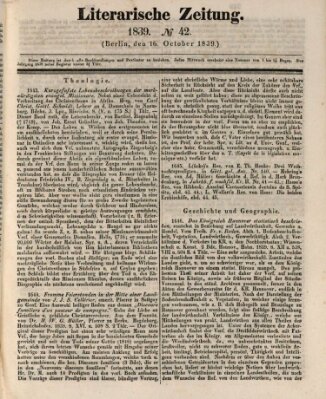 Literarische Zeitung Mittwoch 16. Oktober 1839