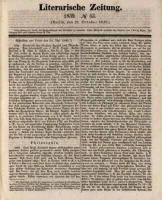 Literarische Zeitung Mittwoch 23. Oktober 1839