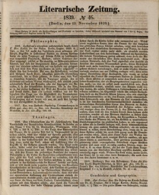 Literarische Zeitung Mittwoch 13. November 1839