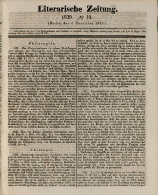 Literarische Zeitung Mittwoch 4. Dezember 1839