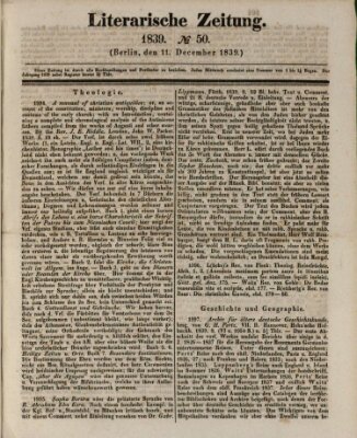 Literarische Zeitung Mittwoch 11. Dezember 1839