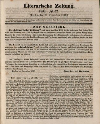 Literarische Zeitung Mittwoch 25. Dezember 1839