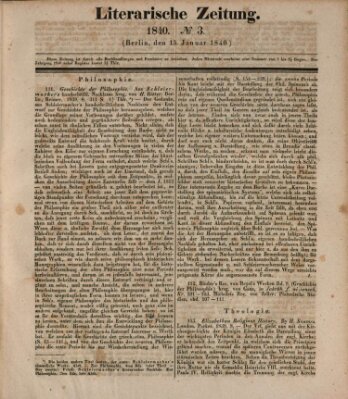 Literarische Zeitung Mittwoch 15. Januar 1840