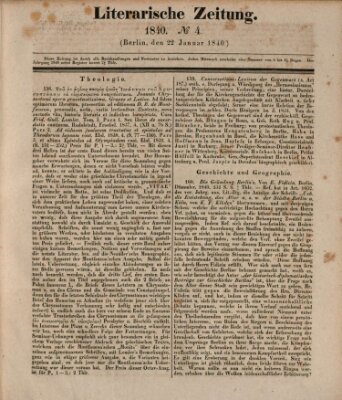 Literarische Zeitung Mittwoch 22. Januar 1840