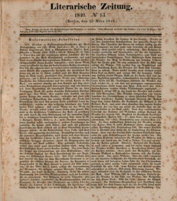 Literarische Zeitung Mittwoch 25. März 1840