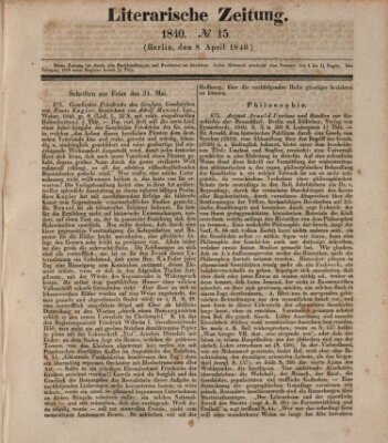 Literarische Zeitung Mittwoch 8. April 1840