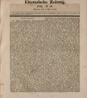 Literarische Zeitung Mittwoch 6. Mai 1840