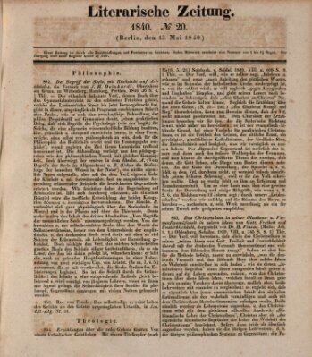 Literarische Zeitung Mittwoch 13. Mai 1840