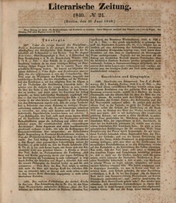 Literarische Zeitung Mittwoch 10. Juni 1840