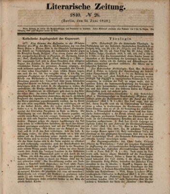 Literarische Zeitung Mittwoch 24. Juni 1840