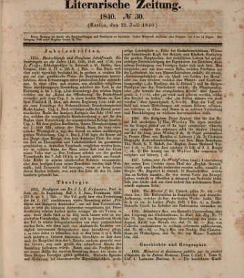 Literarische Zeitung Mittwoch 22. Juli 1840