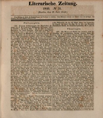 Literarische Zeitung Mittwoch 29. Juli 1840