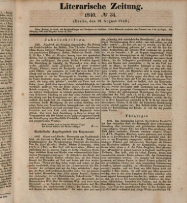 Literarische Zeitung Mittwoch 19. August 1840