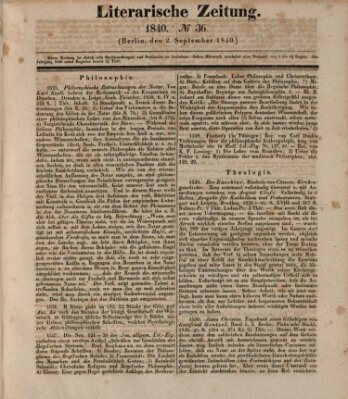 Literarische Zeitung Mittwoch 2. September 1840