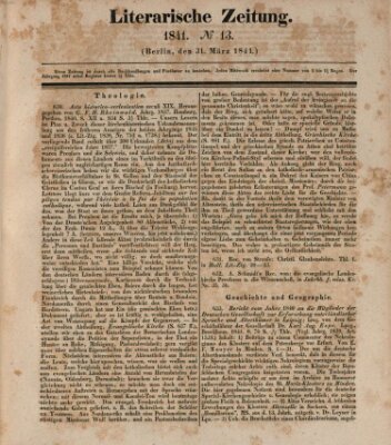 Literarische Zeitung Mittwoch 31. März 1841