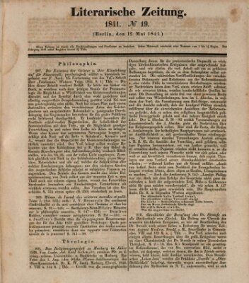 Literarische Zeitung Mittwoch 12. Mai 1841