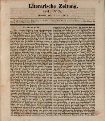 Literarische Zeitung Mittwoch 14. Juli 1841