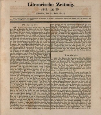 Literarische Zeitung Mittwoch 21. Juli 1841