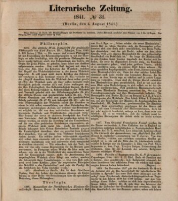 Literarische Zeitung Mittwoch 4. August 1841