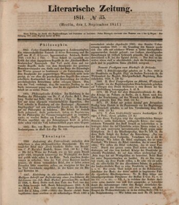 Literarische Zeitung Mittwoch 1. September 1841