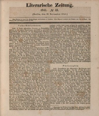 Literarische Zeitung Mittwoch 10. November 1841