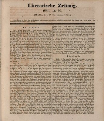 Literarische Zeitung Mittwoch 17. November 1841