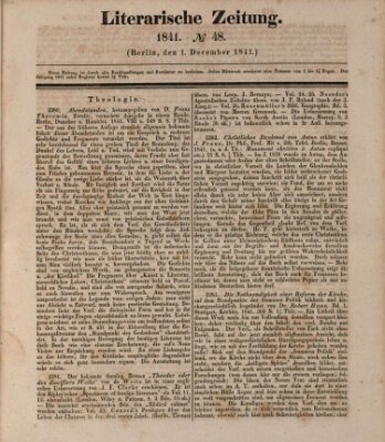 Literarische Zeitung Mittwoch 1. Dezember 1841