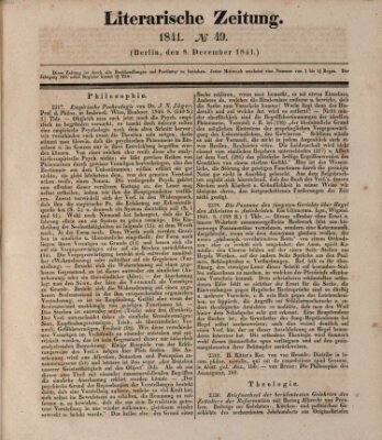 Literarische Zeitung Mittwoch 8. Dezember 1841