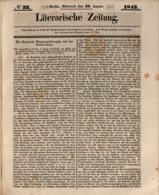 Literarische Zeitung Mittwoch 10. August 1842