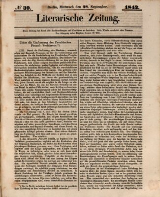 Literarische Zeitung Mittwoch 28. September 1842