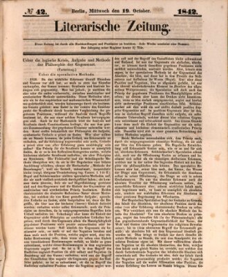 Literarische Zeitung Mittwoch 19. Oktober 1842