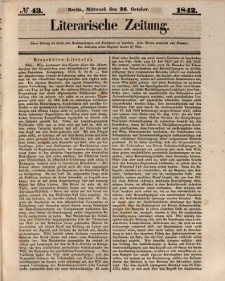 Literarische Zeitung Mittwoch 26. Oktober 1842