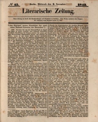 Literarische Zeitung Mittwoch 9. November 1842