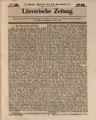 Literarische Zeitung Mittwoch 14. Dezember 1842