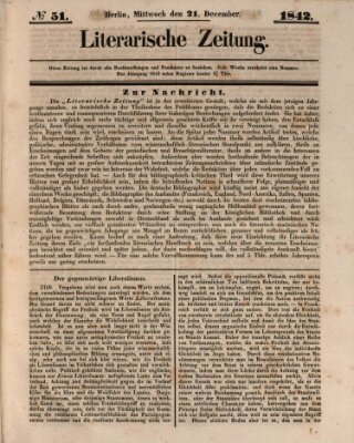 Literarische Zeitung Mittwoch 21. Dezember 1842