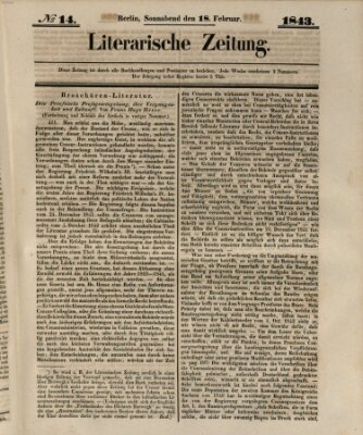 Literarische Zeitung Samstag 18. Februar 1843